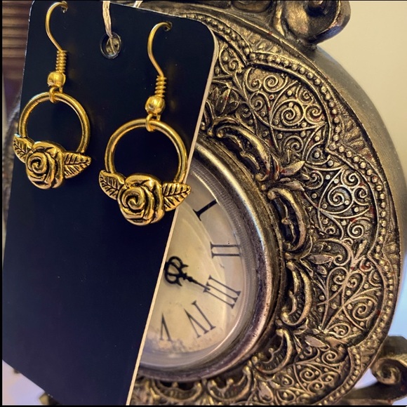 3 for 15. Handmade Gold Tone Rose Earrings - Picture 3 of 5